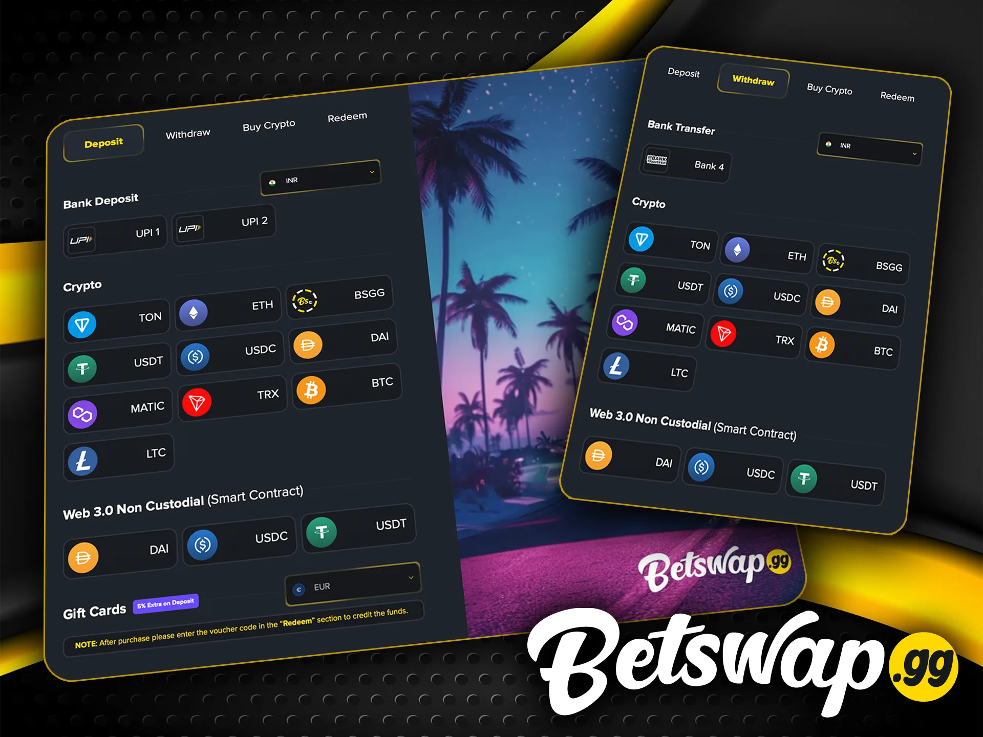 Betswap offers a wide range of deposit and withdrawal options.